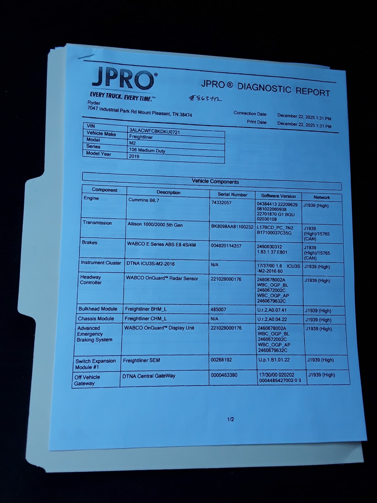 2019 Freightliner/Mercedes M2 106 863442