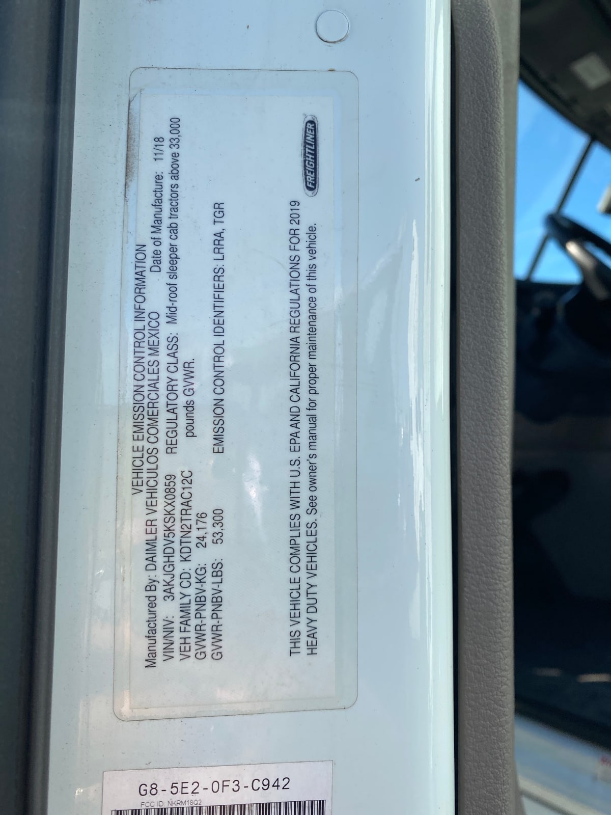 2019 Freightliner/Mercedes CASCADIA 113 866528