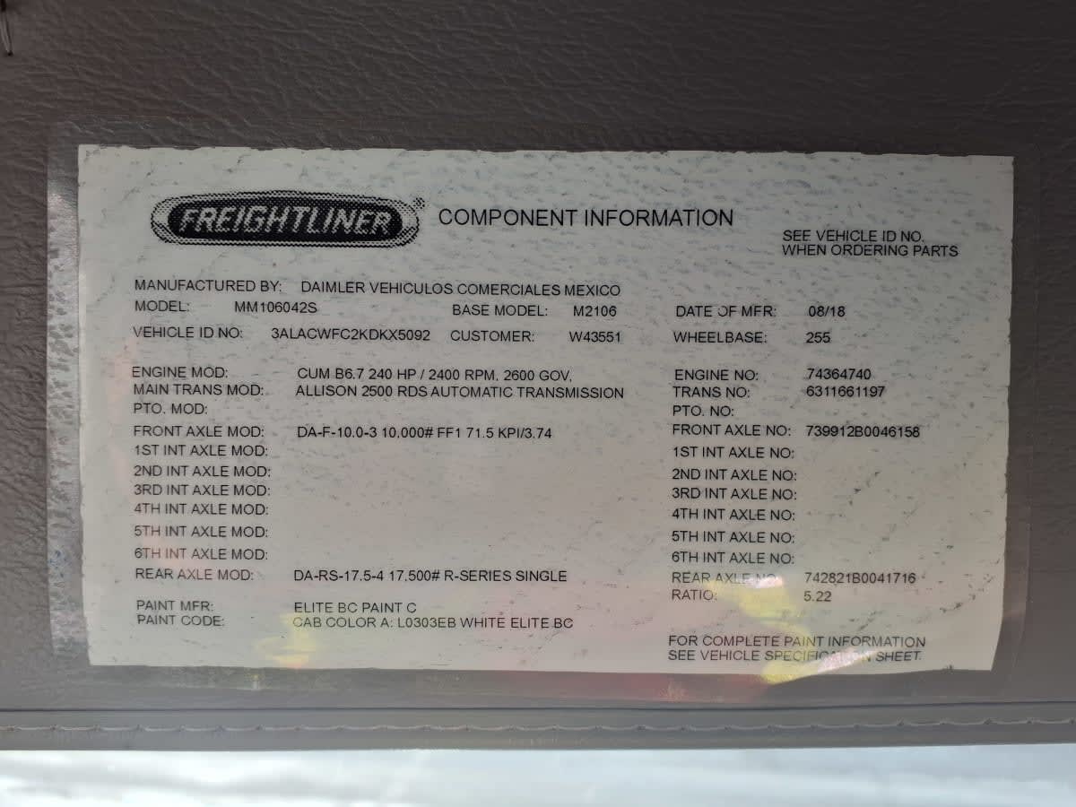 2019 Freightliner/Mercedes M2 106 867079