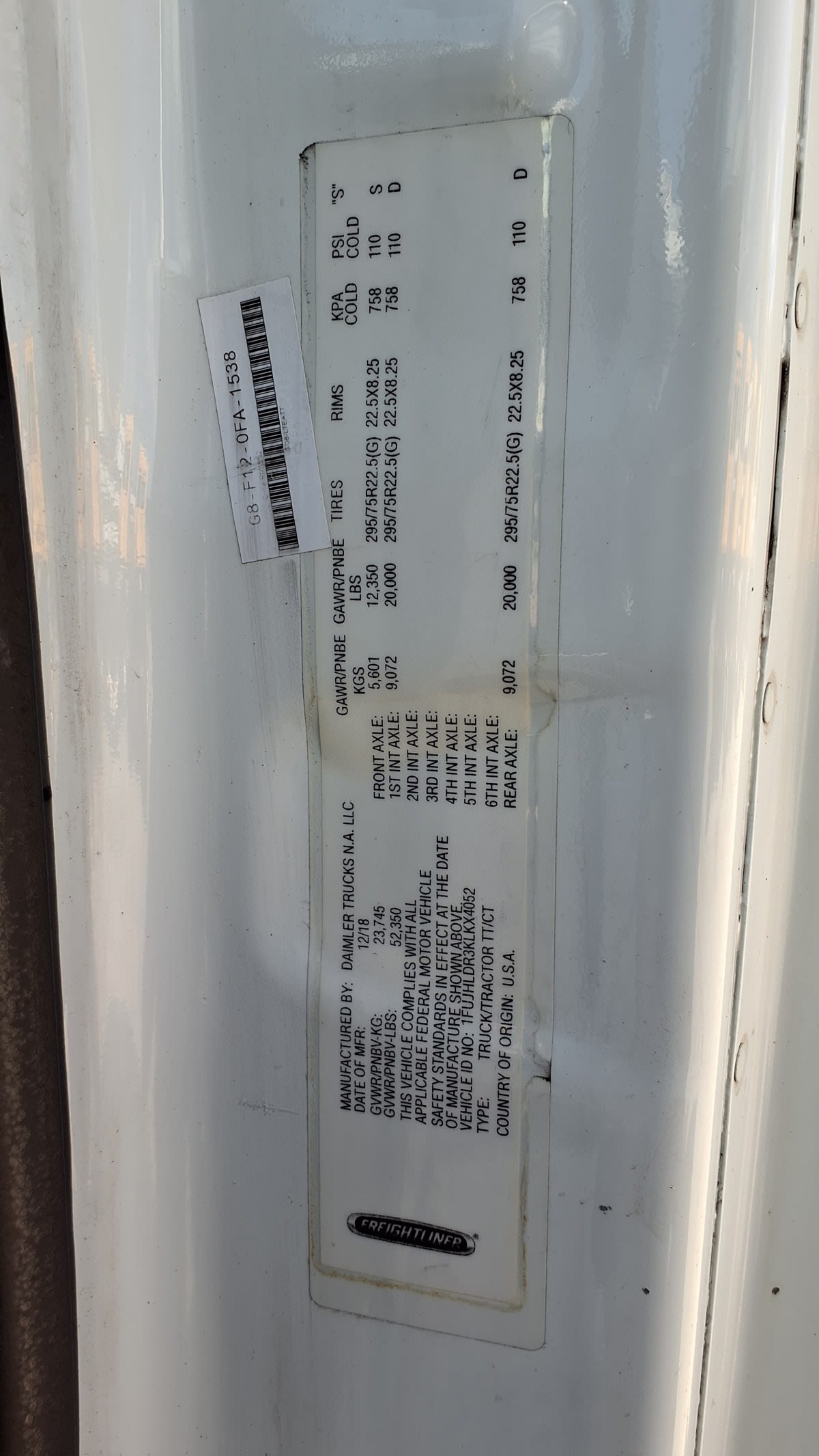 2019 Freightliner/Mercedes NEW CASCADIA PX12664 870162