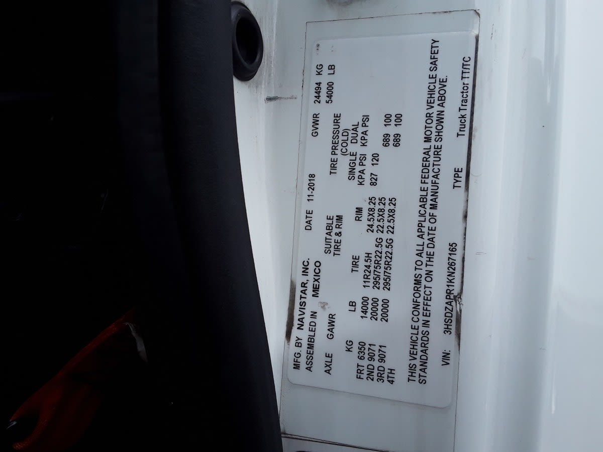 2019 Navistar International LT625 SLPR CAB 873915