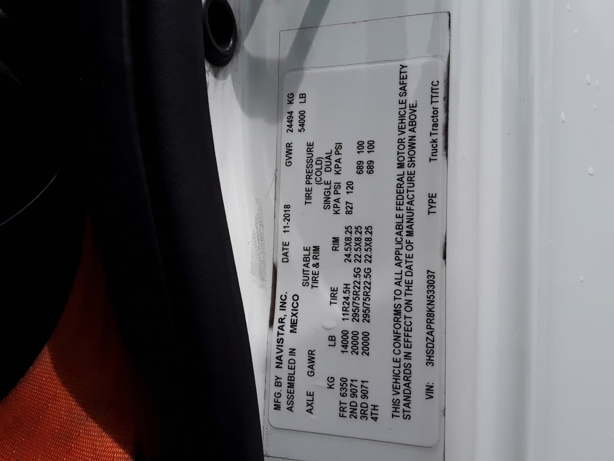 2019 Navistar International LT625 SLPR CAB 873954