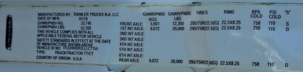 2020 Freightliner/Mercedes NEW CASCADIA PX12664 876293