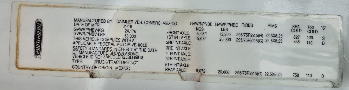 2020 Freightliner/Mercedes CASCADIA 125 877563