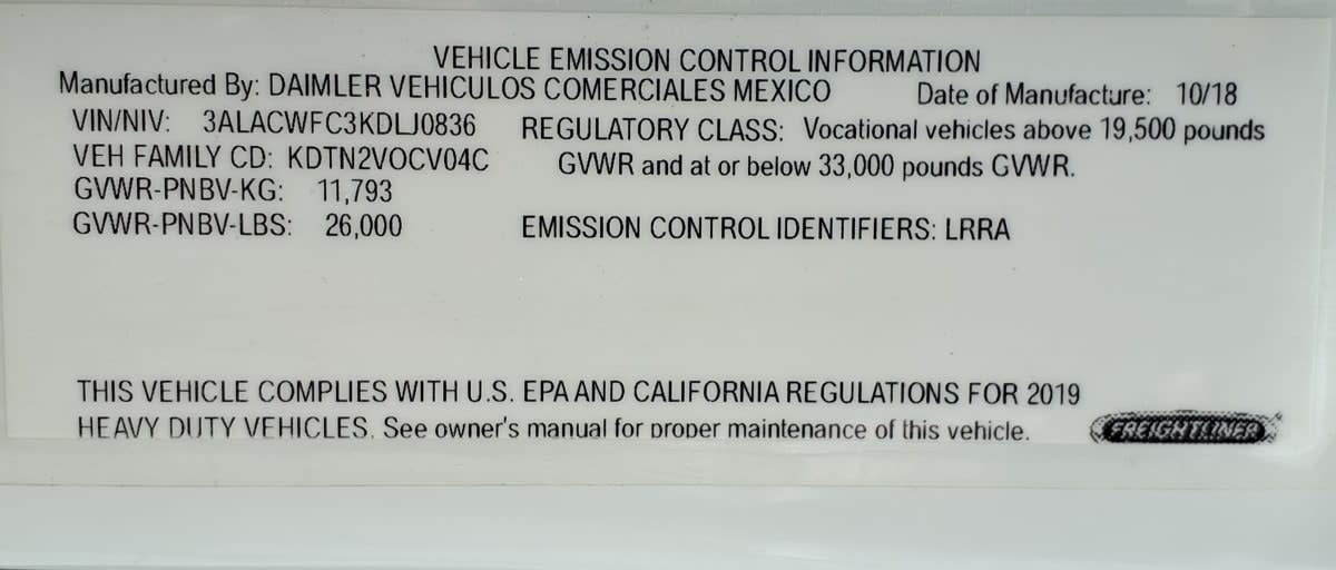 2019 Freightliner/Mercedes M2 106 879138