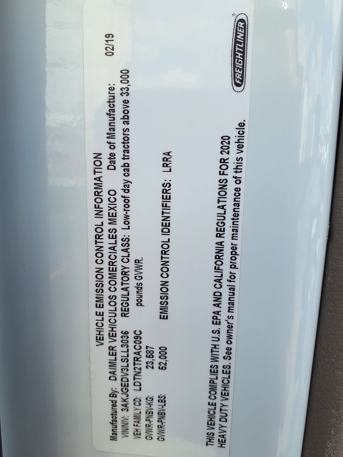 2020 Freightliner/Mercedes CASCADIA 125 880417