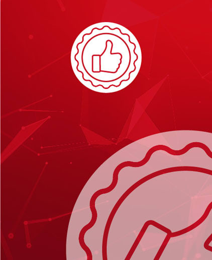 red background image with verified condition logo