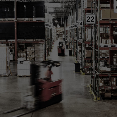 Forklift in a warehouse