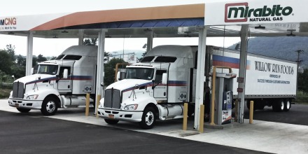 Trucks at fueling island