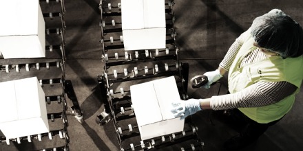 Worker on a production line