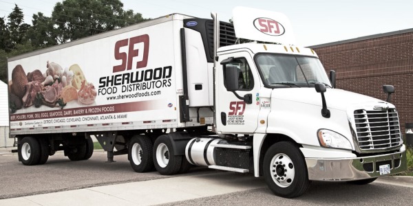 Truck with Sherwood Foods branding