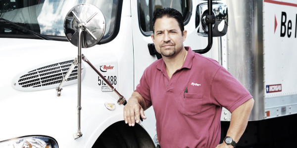 Man standing by truck
