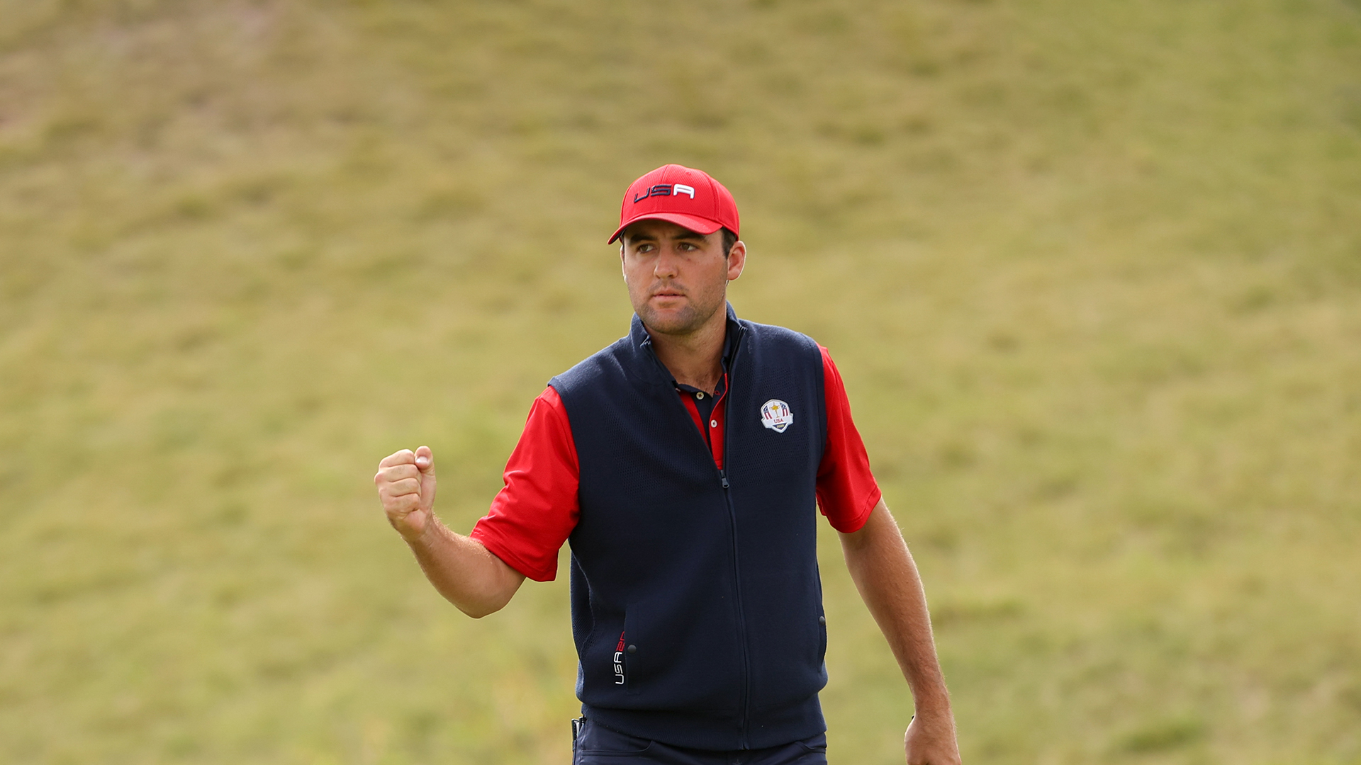 Scottie Scheffler celebrating Ryder Cup qualification