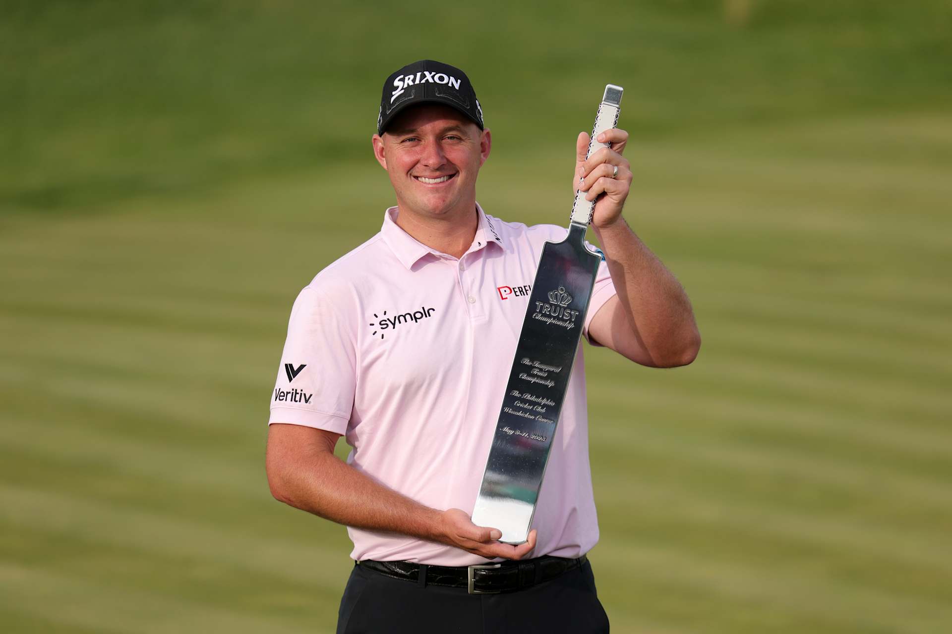 FLOURTOWN, PENNSYLVANIA - MAY 11: Sepp Straka of Austria poses with the trophy after putting in to win on the 18th green during the final round of the Truist Championship 2025 at The Wissahickon at Philadelphia Cricket Club on May 11, 2025 in Flourtown, Pennsylvania. (Photo by Andrew Redington/Getty Images)
