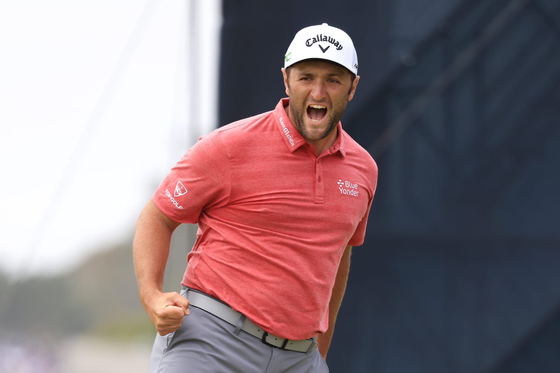 SAN DIEGO, CALIFORNIA - JUNE 20: Jon Rahm of Spain celebrates making a putt for birdie on the 18th green during the final round of the 2021 U.S. Open at Torrey Pines Golf Course (South Course) on June 20, 2021 in San Diego, California. (Photo by Sean M. Haffey/Getty Images)