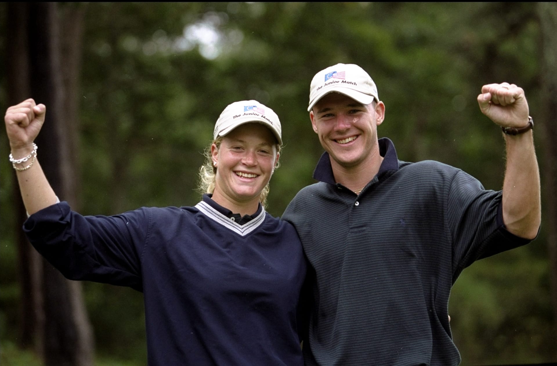 Sep 1999: Suzanne Pettersen and David Porter of Europe celebrate after Europe wins the Junior Ryder Cup played in Cape Cod in Boston,Massachusetts, USA. \ Mandatory Credit: Andrew Redington /Allsport