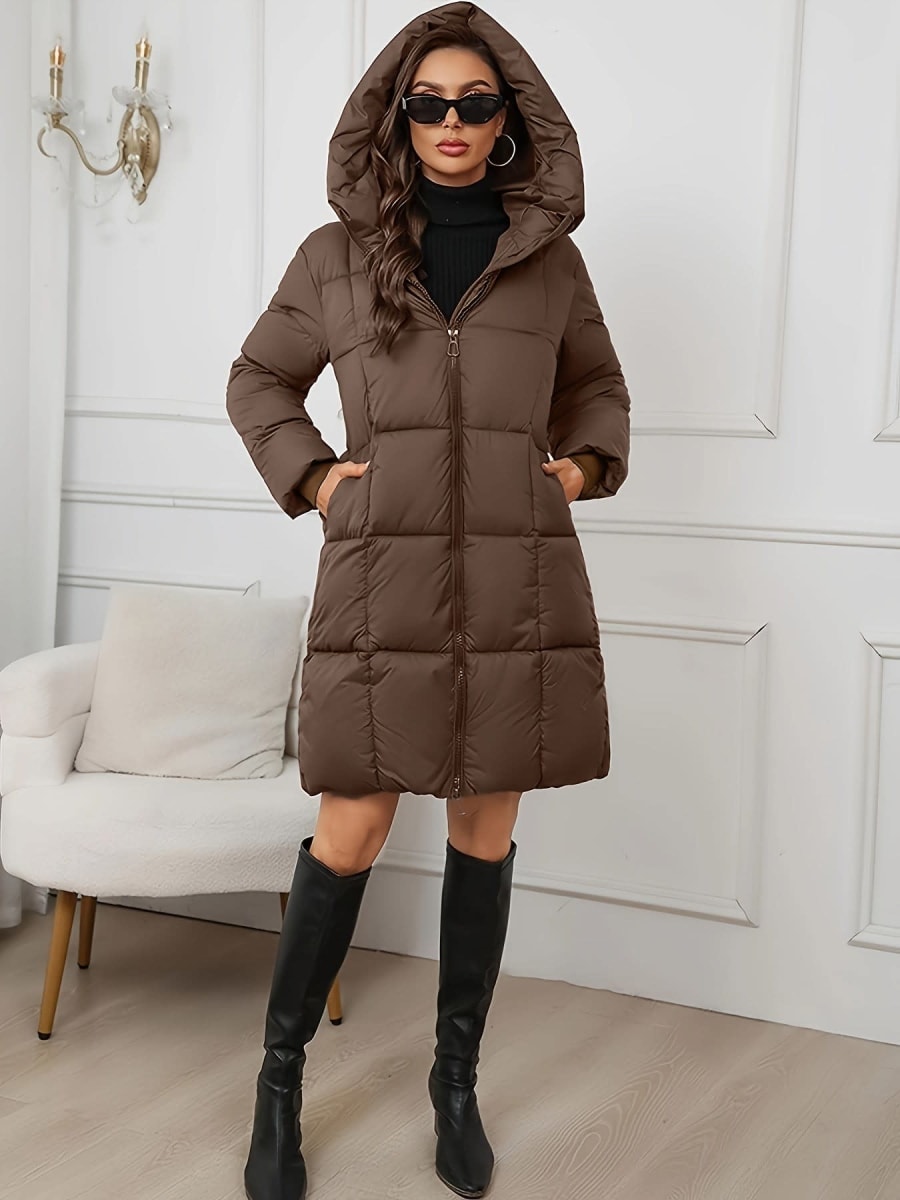 Sylvie Hooded Longline Quilted Puffer Coat