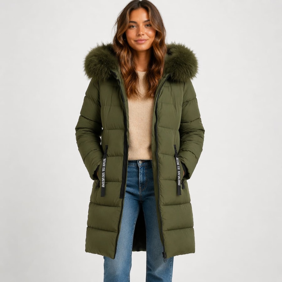 Greta Faux Fur Hood Longline Puffer Coat