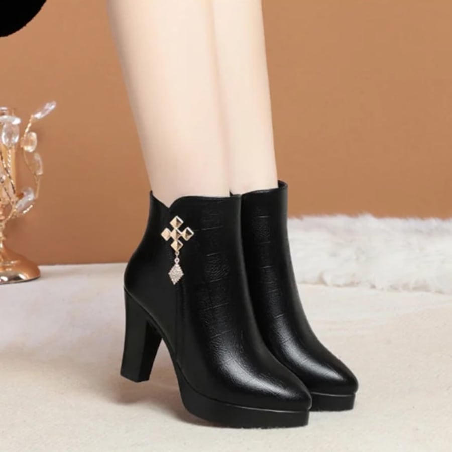 Liesel Warm Lined Block Heel Ankle Boots