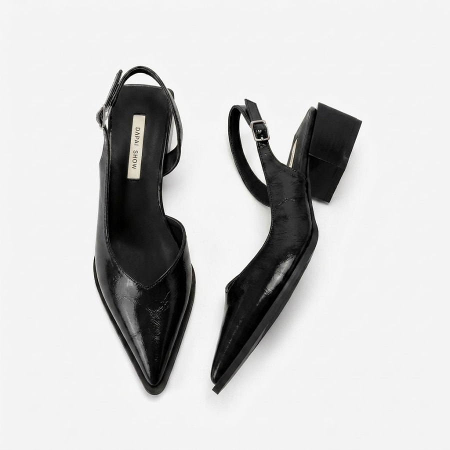 Linnea Comfort Pointed Toe Slingback Heels in Black