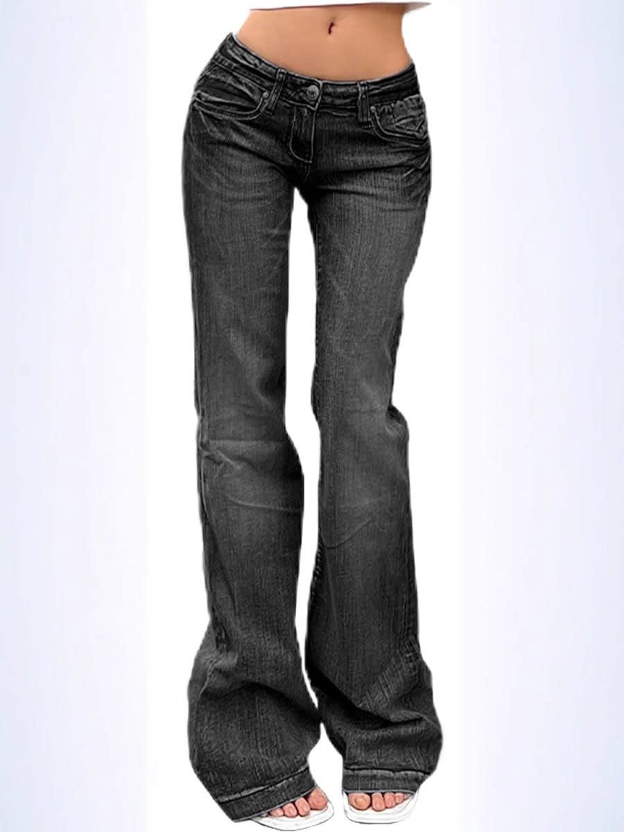 Cassia Stretch Wide Leg Jeans for Women in Schwarz