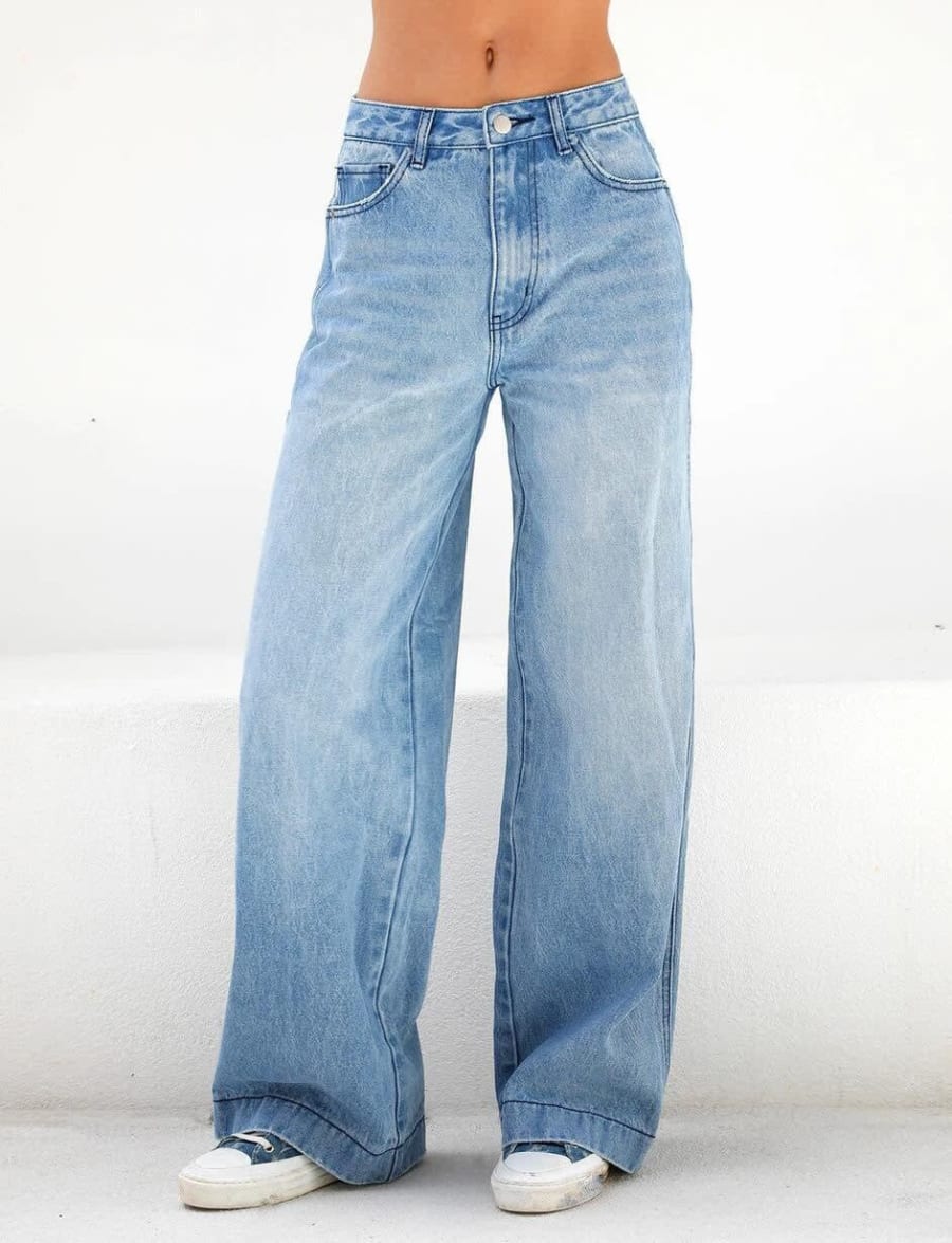 Cleo High Waist Wide Leg Jeans in Blau