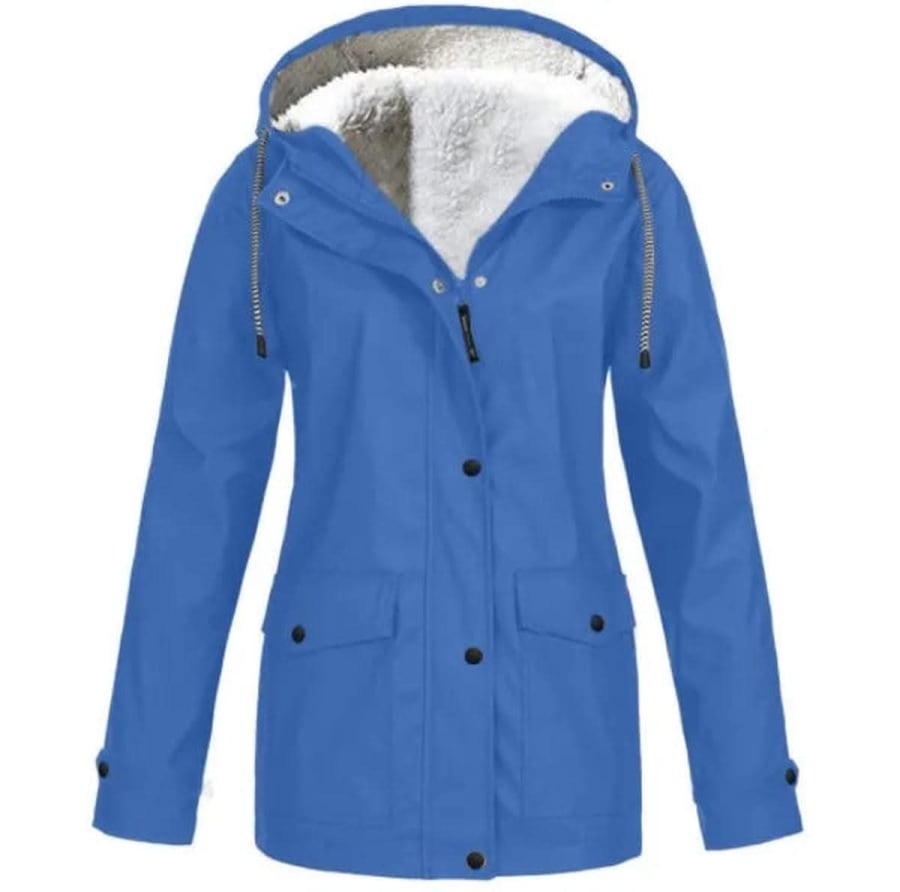 Cecily Sherpa Lined Hooded Parka Coat in Azure
