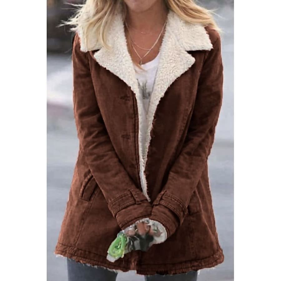 Noelle Sherpa Lined Winter Coat in Brown