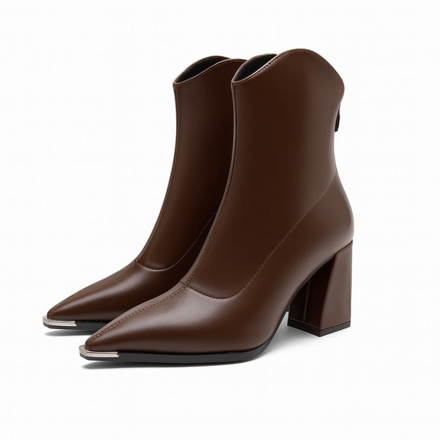 Elke Metal Tip Pointed Toe Heeled Boots