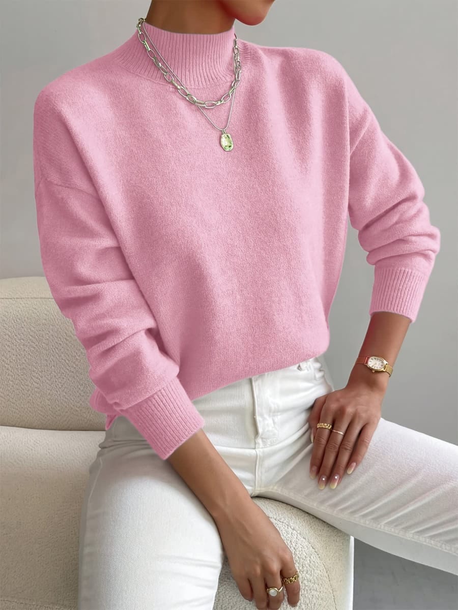 Antonia Relaxed Fine Gauge Knitted Jumper in Light Pink