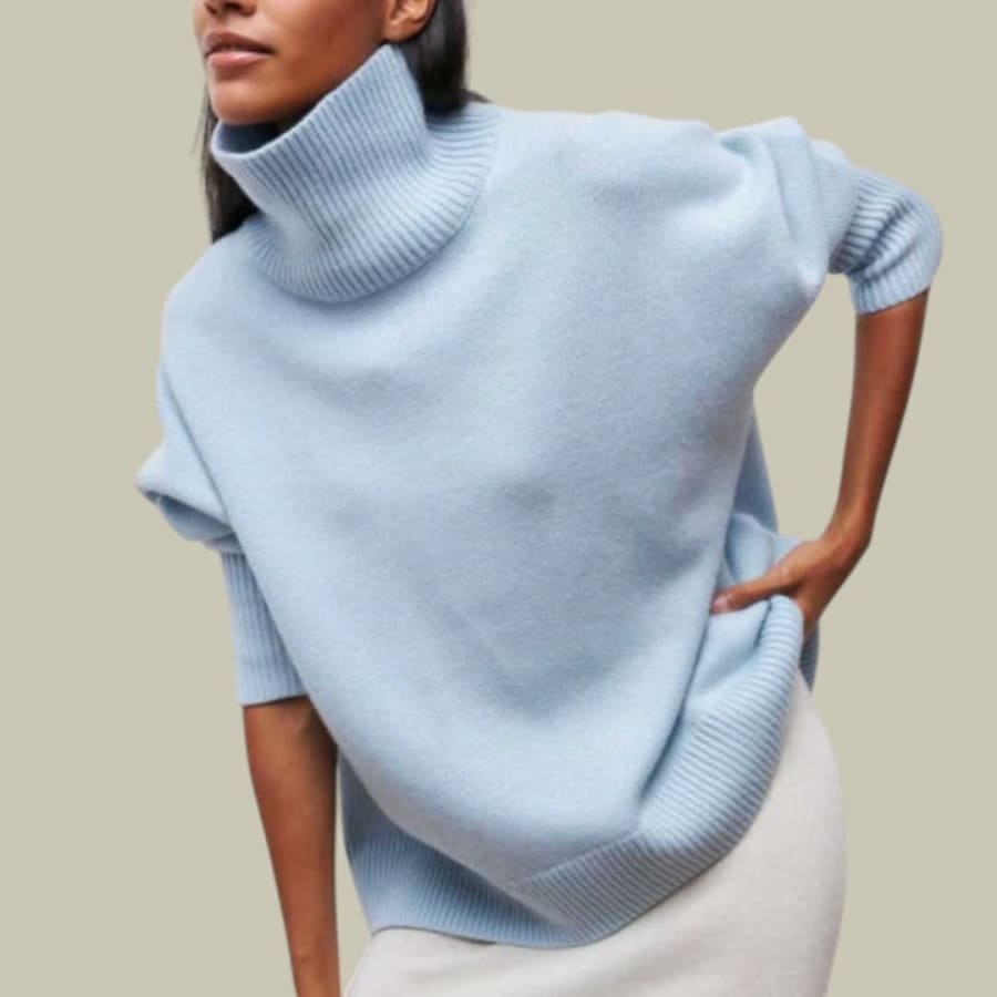 Noelle Relaxed Fit Roll Neck Jumper in Blau