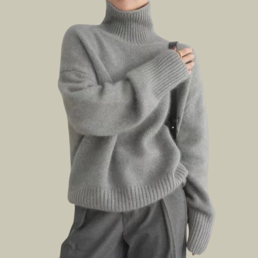 Tamsin Soft Knit Roll Neck Jumper in Grau