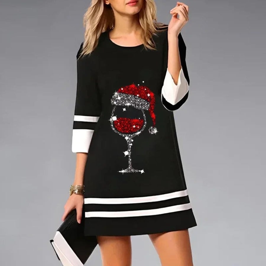 Indra Funny Christmas Jumper Dress in Schwarz 2