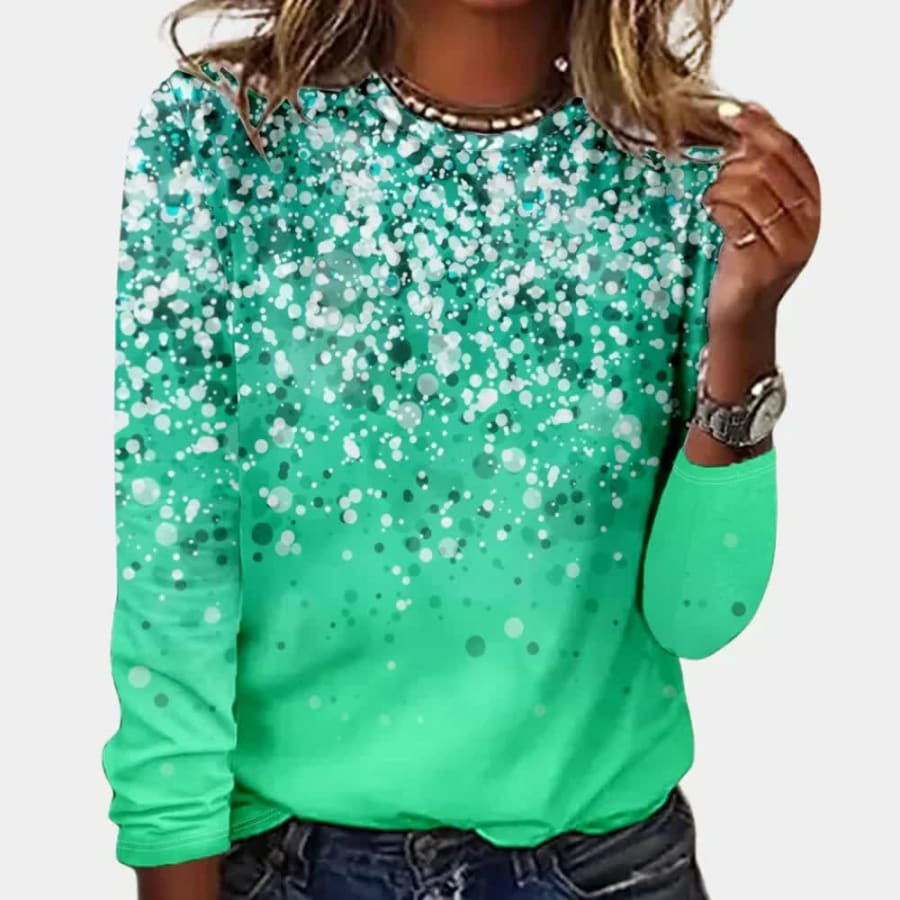Orla Sparkle Print Ombre Christmas Jumper in Grün