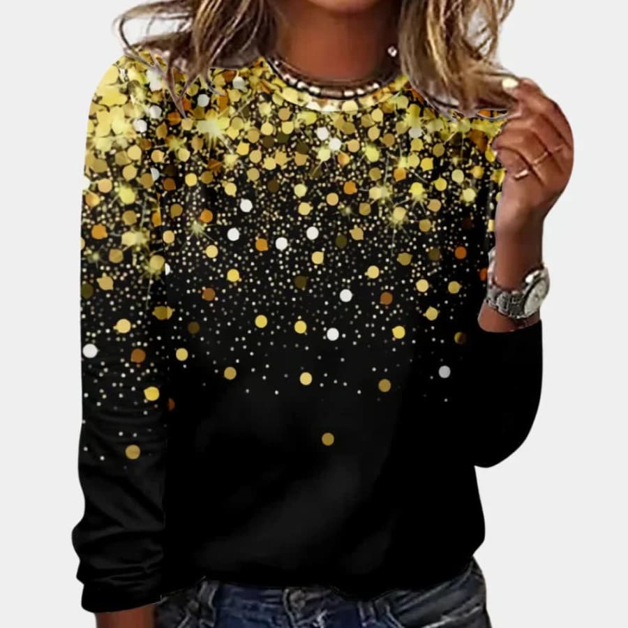 Orla Sparkle Print Ombre Christmas Jumper in Gelb