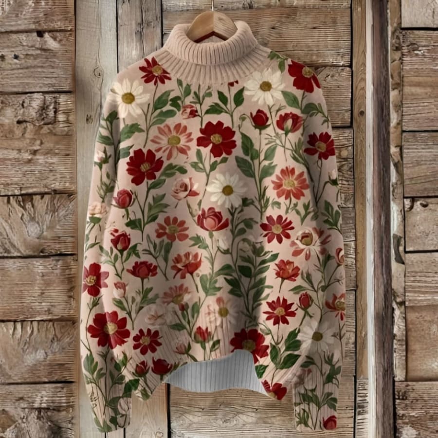 Gilda Floral Roll Neck Womens Christmas Jumper