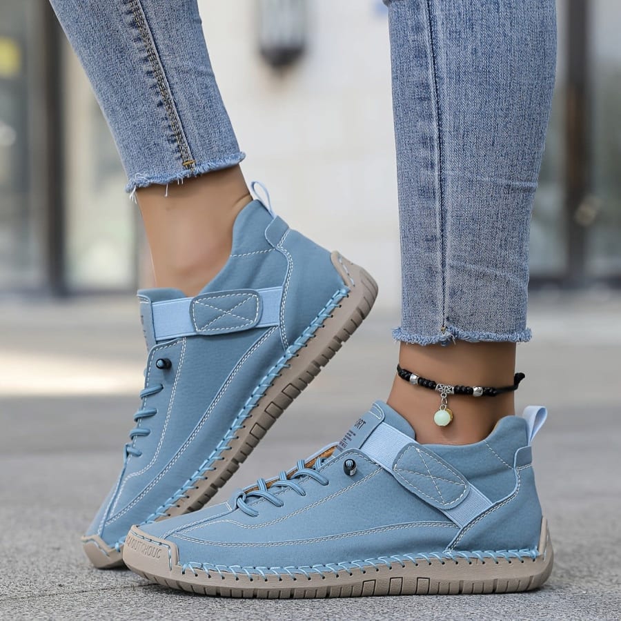 Sena Lace-Up Casual Trainers with Strap in Mineralblau