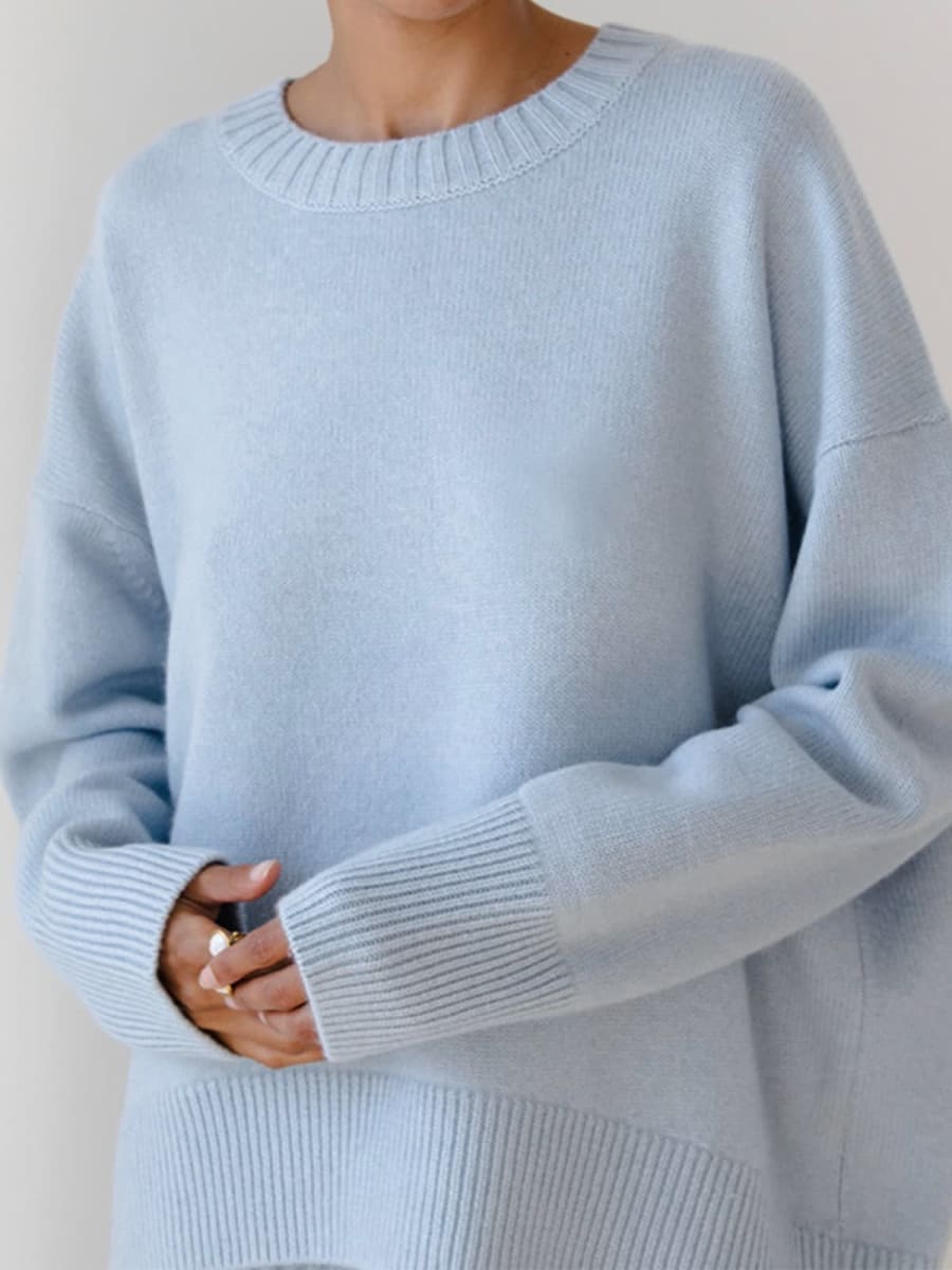Cecilia Oversized Wide Sleeve Knitted Jumper in Light Blue