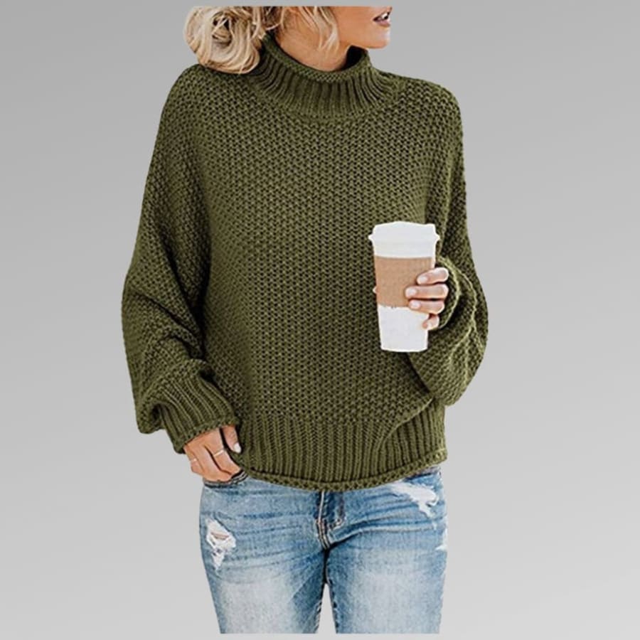 Liesel Chunky Turtleneck Knitted Jumper in Grün