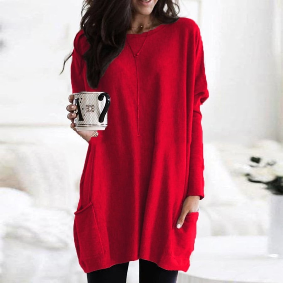 Sabine Longline Tunic Knitted Jumper in Rot