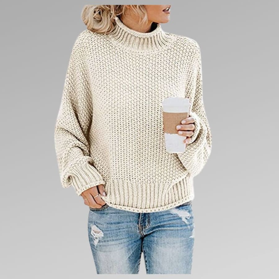 Liesel Chunky Turtleneck Knitted Jumper in Weiß