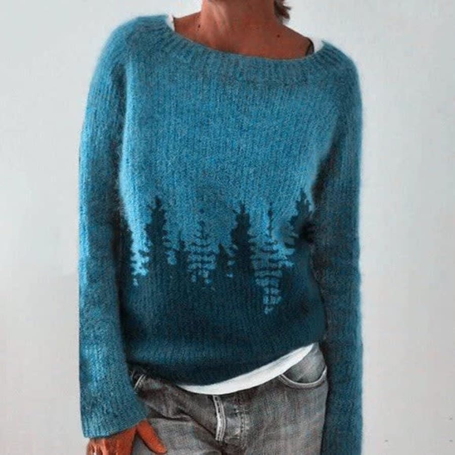 Winifred Nordic Fair Isle Christmas Jumper in Blau
