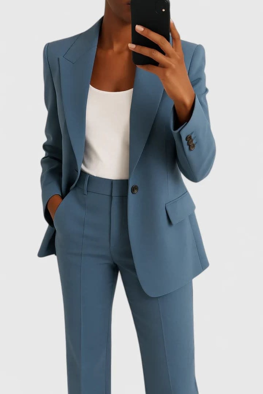 Natasha Tailored Womens Trouser Suit in Blau