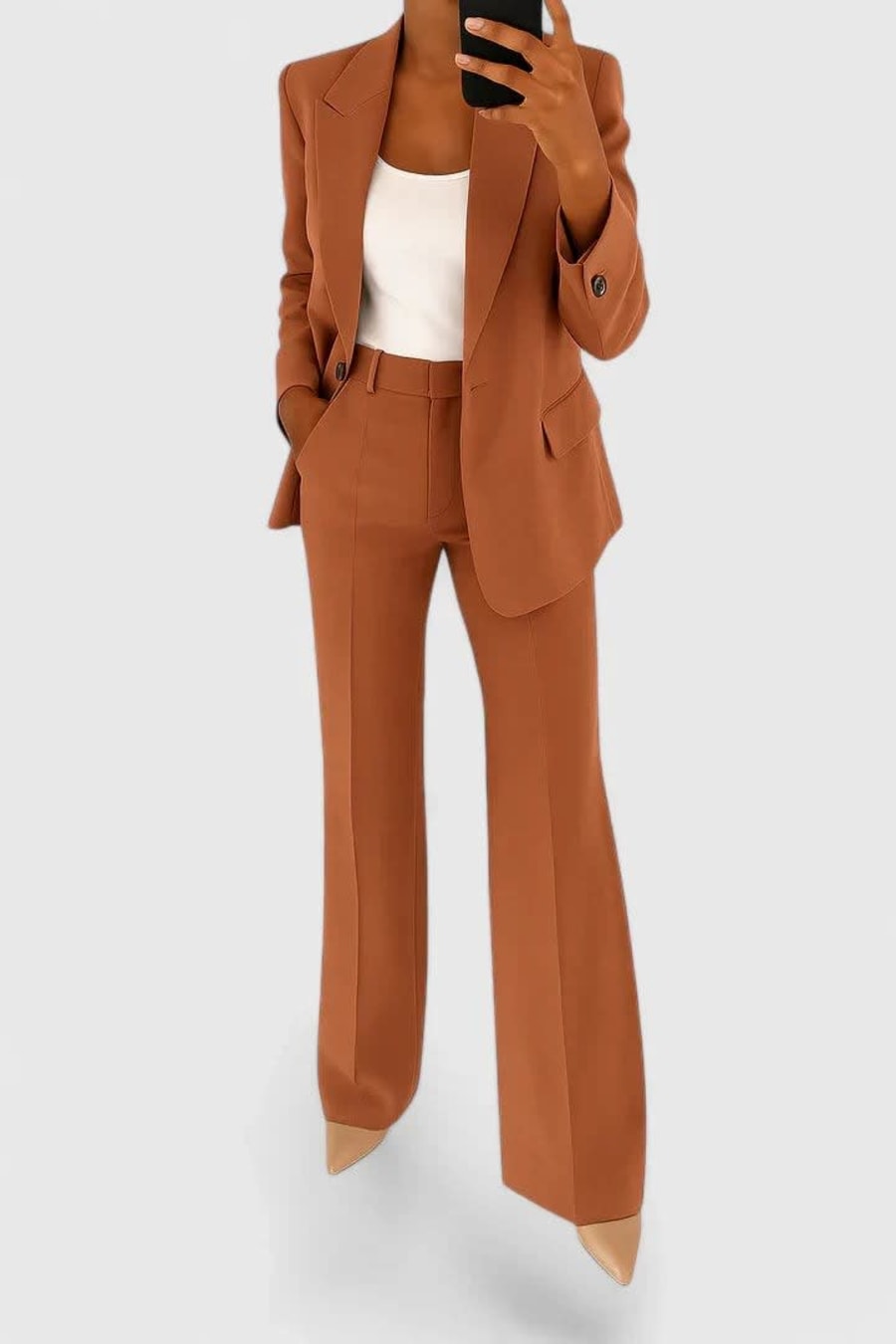 Natasha Tailored Womens Trouser Suit in Braun