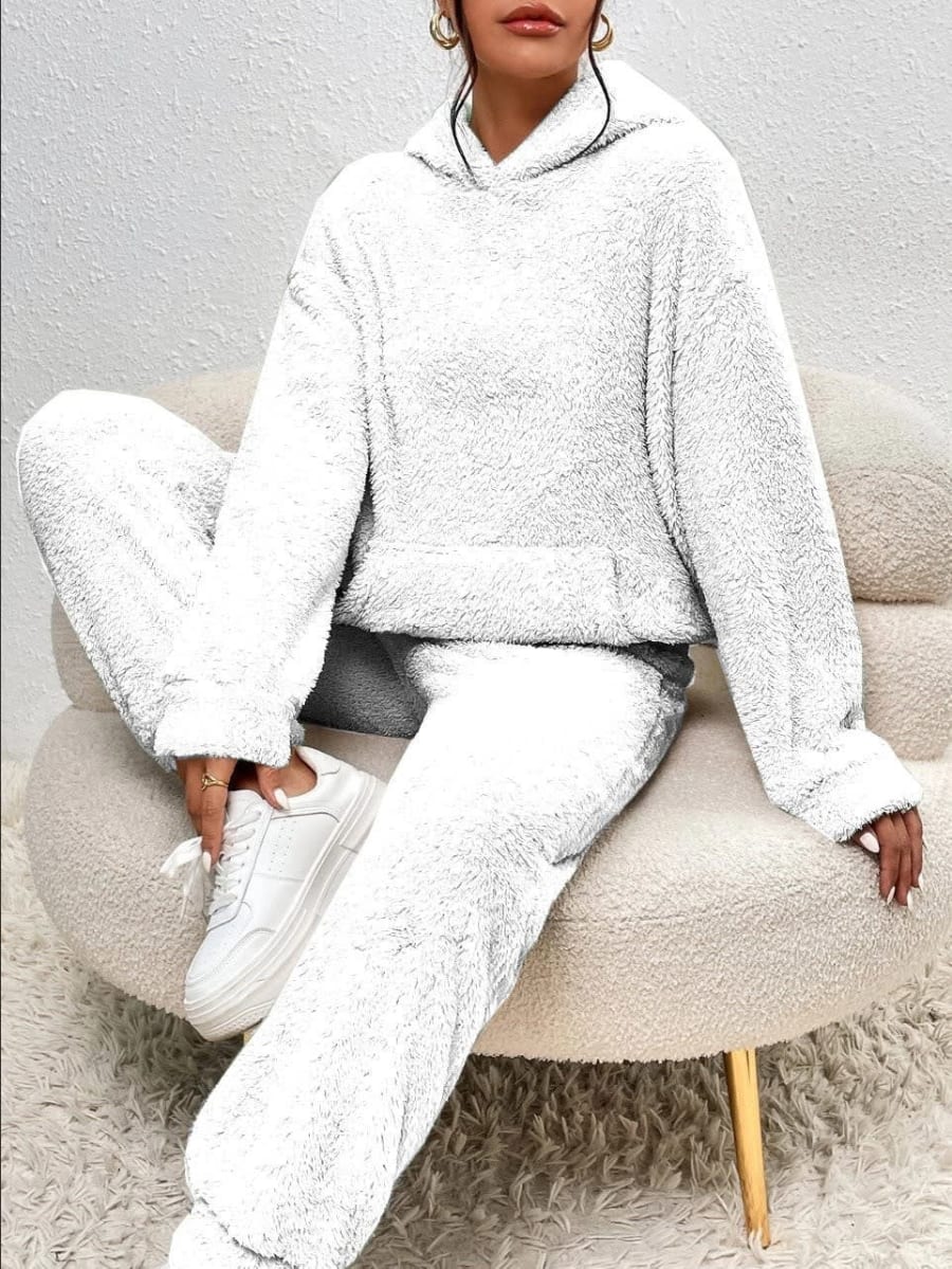 Nadine Hooded Knit Co-ord Set in Weiß