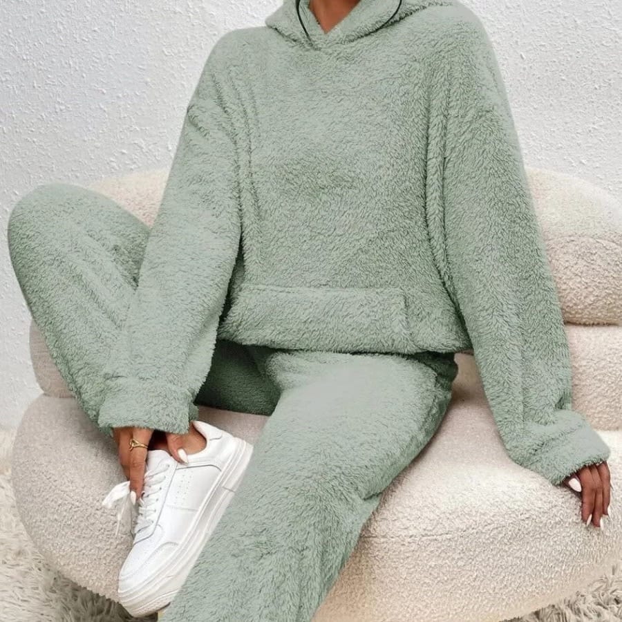 Nadine Hooded Knit Co-ord Set in Grün