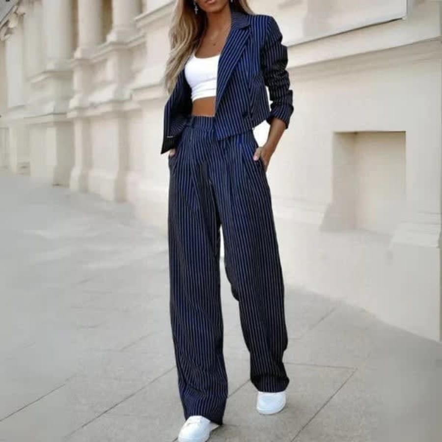 Selina Cropped Blazer Co-ord Set for Women in Marineblau
