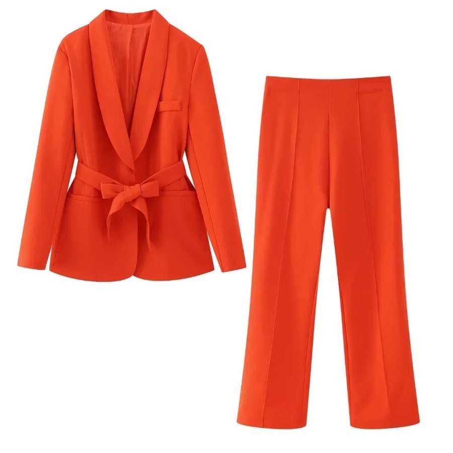 Pauline Belted Blazer Co-ord Set for Women in Orangerot