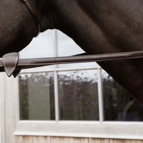 Dyon 13mm Rubber Reins w/7 Leather Loops & Plaited Finish D Collection