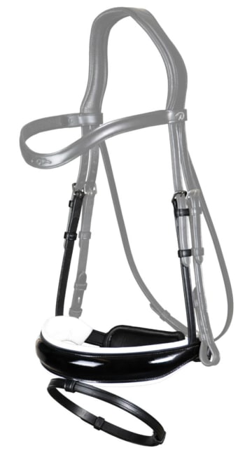 Dyon Patent Large Crank Noseband With White Padding And Flash New English Collection